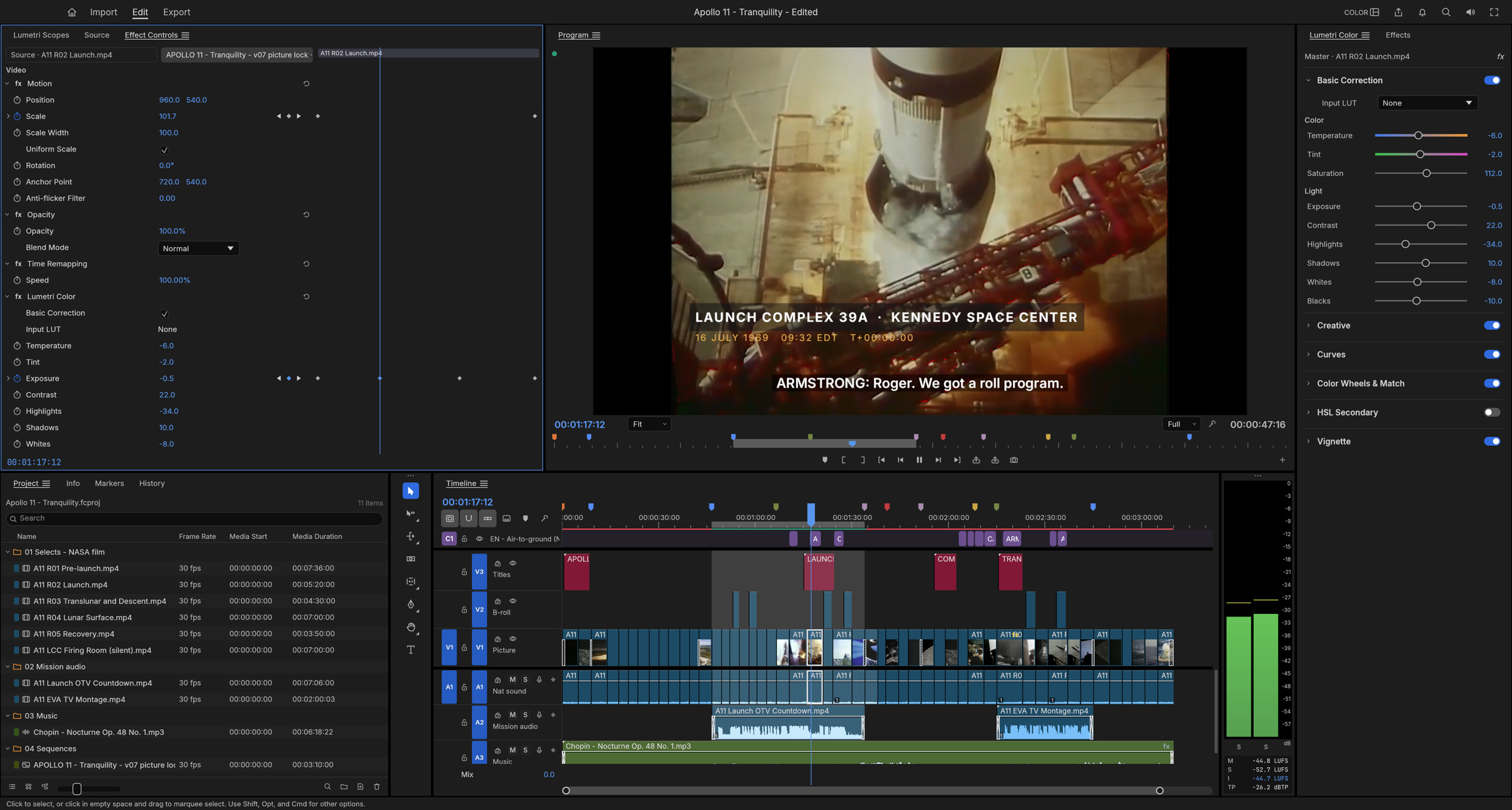 Interfaz de edición de FilmCraft con línea de tiempo y monitores